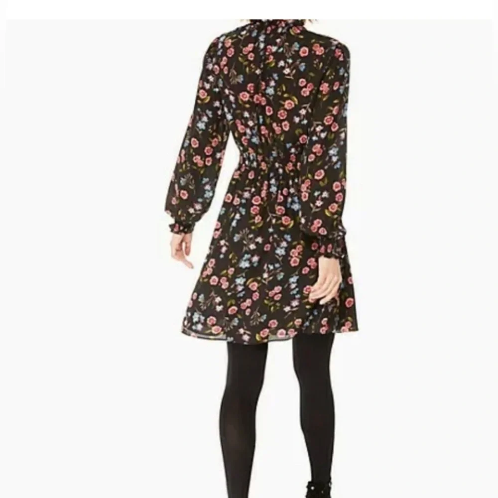 Kate Spade Black Meadow Floral Smock Waist Dress XS‎
